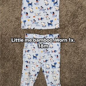 Little Me Blue and White Dog Print Pajama Set